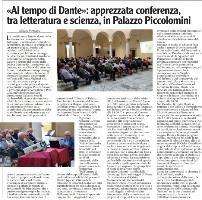 "Al Tempo di Dante", tra letteratura e scienza - Coro Agostino Agazzari